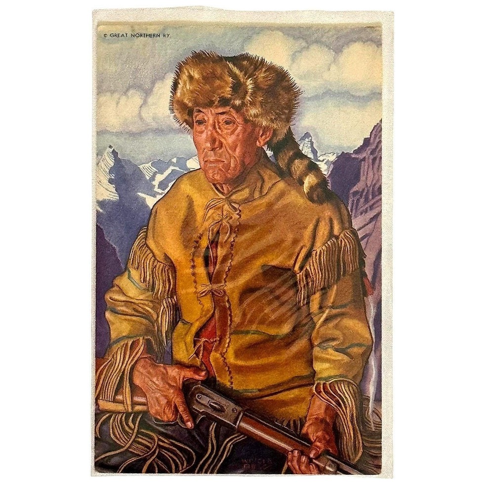 Vintage Montana Postcard Tom Dawson Glacier National Park Great Northern Railway